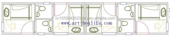 Hotel 40 pés 2 quartos casa de contêiner de vida cor personalizada pré-fabricada pré-fabricada modular pequena móvel transporte casas portáteis