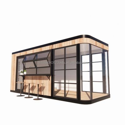 Tubos Quadrados de Aço Galvanizado Estrutura 20FT Container Bar de Café Mobile Sunlight House Bar ao ar livre com cor personalizada