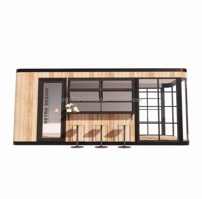 Tubos Quadrados de Aço Galvanizado Estrutura 20FT Container Bar de Café Mobile Sunlight House Bar ao ar livre com cor personalizada