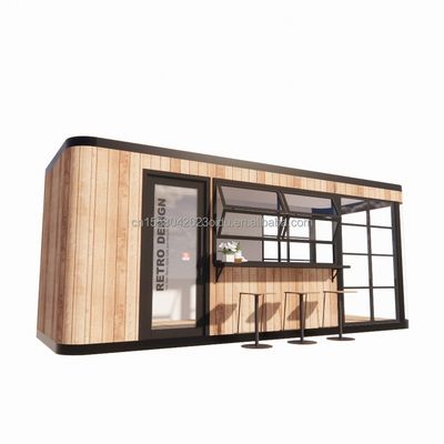 Tubos Quadrados de Aço Galvanizado Estrutura 20FT Container Bar de Café Mobile Sunlight House Bar ao ar livre com cor personalizada