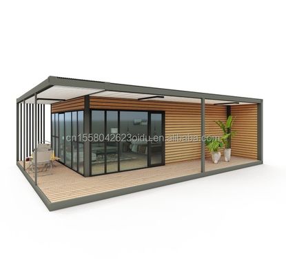 Residência de contêiner de plástico de madeira de design moderno com materiais e estrutura pré-fabricada
