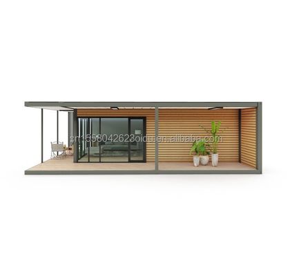 Residência de contêiner de plástico de madeira de design moderno com materiais e estrutura pré-fabricada