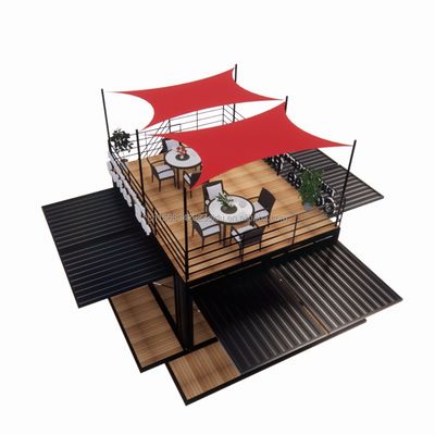 Loja 20ft Parque de churrasqueira Container móvel de montagem portátil Bar de café Casa de madeira com 50/75/100mm Wave Sandwich Panel Paredes