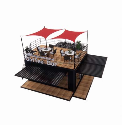 Loja 20ft Parque de churrasqueira Container móvel de montagem portátil Bar de café Casa de madeira com 50/75/100mm Wave Sandwich Panel Paredes