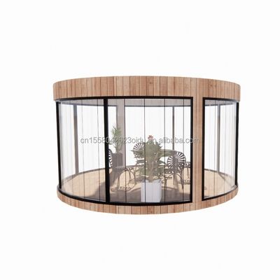 Tubos quadrados de aço galvanizado Casas de madeira padrão da UE Casas de vidro Sunshine Casa pré-fabricada Loja móvel Loja para café de jardim