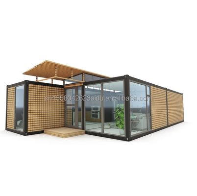 Estrutura de aço galvanizado de aço curvado 180g 20ft 40ft Casa pré-fabricada com design de contêiner moderno e paredes de painel de sanduíche de onda