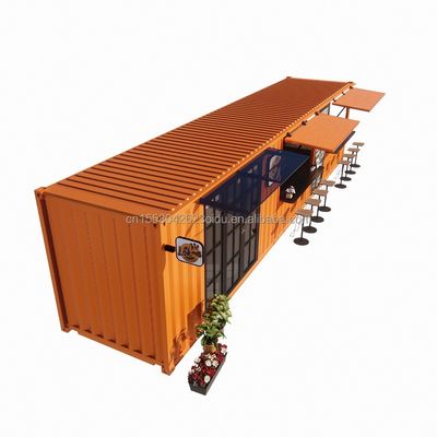 Loja de contêineres pop-up de rua Casa pré-fabricada Container Loja de café 40ft 20ft com tubos quadrados de aço galvanizado