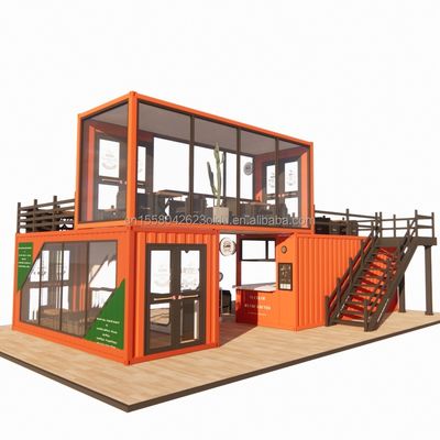 20ft Prefabricado Customizado Mobile Coffee Shop Container Bar com cor personalizada e galvanizado de aço de dobra