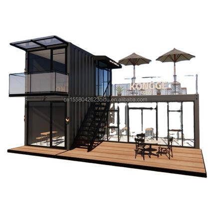 Container de dobra de aço galvanizado Loja de café 40ft Casa pré-fabricada Construção de projeto para hotel de estrutura de aço
