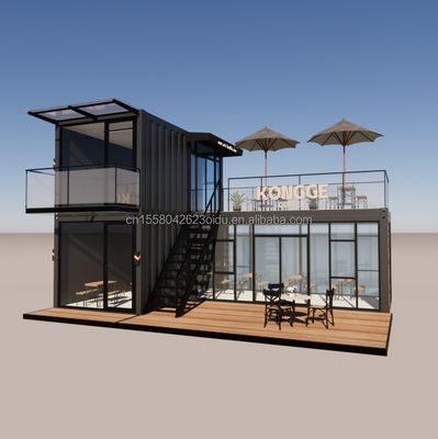 Container de dobra de aço galvanizado Loja de café 40ft Casa pré-fabricada Construção de projeto para hotel de estrutura de aço