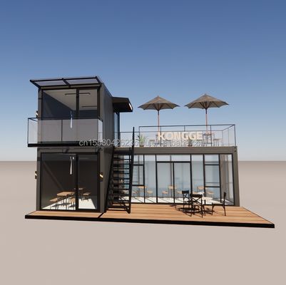 Container de dobra de aço galvanizado Loja de café 40ft Casa pré-fabricada Construção de projeto para hotel de estrutura de aço