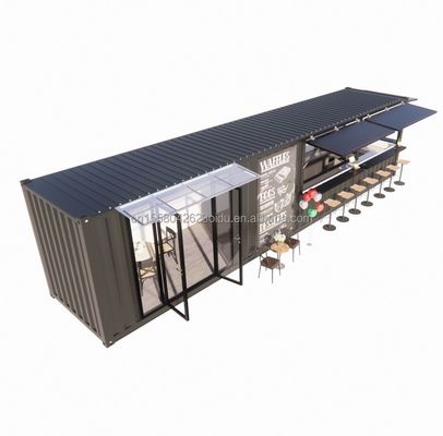 Tubos Quadrados de Aço Galvanizado Estrutura Principal 20ft-40ft Container Modular Personalizado Loja de Café Bandeira de Alimentos com Design Moderno