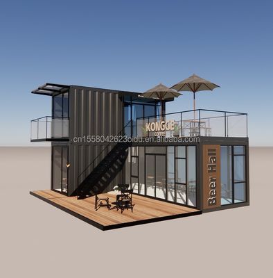 Container de dobra de aço galvanizado Loja de café 40ft Casa pré-fabricada Construção de projeto para hotel de estrutura de aço