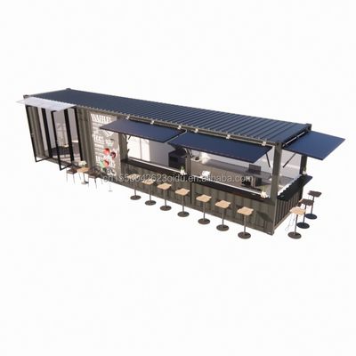 Tubos Quadrados de Aço Galvanizado Estrutura Principal 20ft-40ft Container Modular Personalizado Loja de Café Bandeira de Alimentos com Design Moderno