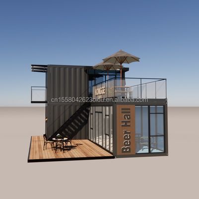 Container de dobra de aço galvanizado Loja de café 40ft Casa pré-fabricada Construção de projeto para hotel de estrutura de aço