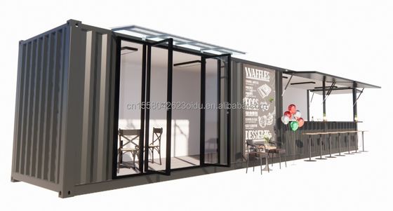 Tubos Quadrados de Aço Galvanizado Estrutura Principal 20ft-40ft Container Modular Personalizado Loja de Café Bandeira de Alimentos com Design Moderno