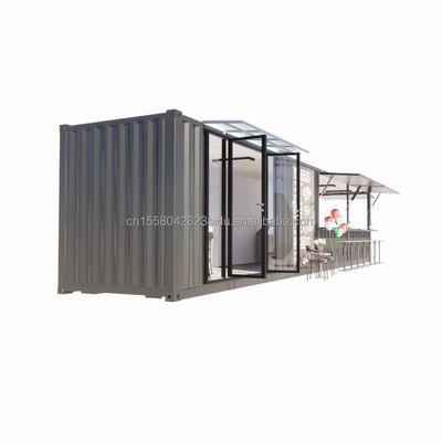 Tubos Quadrados de Aço Galvanizado Estrutura Principal 20ft-40ft Container Modular Personalizado Loja de Café Bandeira de Alimentos com Design Moderno