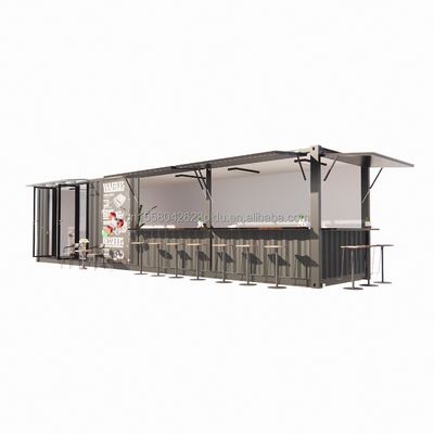 Tubos Quadrados de Aço Galvanizado Estrutura Principal 20ft-40ft Container Modular Personalizado Loja de Café Bandeira de Alimentos com Design Moderno
