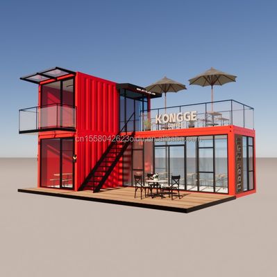 Pingui Customizado 20ft/40ft Tubos Quadrados de Aço Galvanizado Container de Envio Café Container Portátil Restaurante para Loja