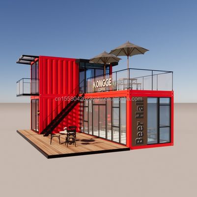 Pingui Customizado 20ft/40ft Tubos Quadrados de Aço Galvanizado Container de Envio Café Container Portátil Restaurante para Loja