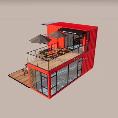 Pingui Customizado 20ft/40ft Tubos Quadrados de Aço Galvanizado Container de Envio Café Container Portátil Restaurante para Loja