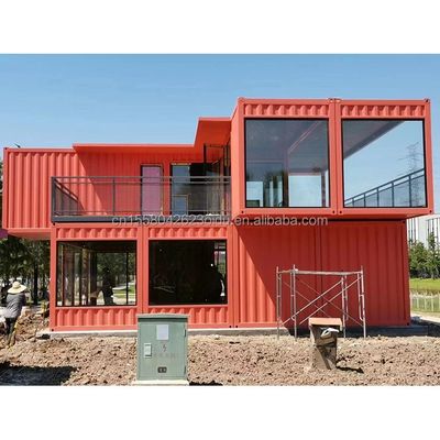 Estrutura de aço pré-fabricada Container Restaurante Cozinha Quarto de dormir com janelas de liga de alumínio e design de grande janela