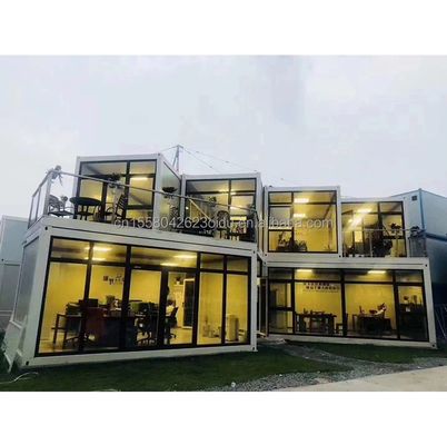 Estrutura de aço pré-fabricada Container Restaurante Cozinha Quarto de dormir com janelas de liga de alumínio e design de grande janela