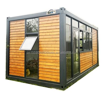 Escritório de contêineres de 20 pés com banheiro Casa pré-fabricada Casas de contêineres de madeira Aço galvanizado Dobrado 180g