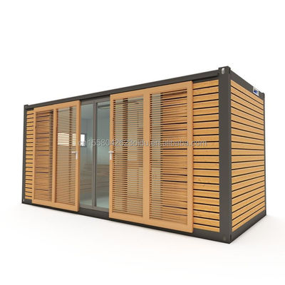 Alojamento Hotel 20ft Container pré-fabricado Casa de escritório com porta deslizante de madeira e alumínio