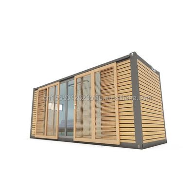 Alojamento Hotel 20ft Container pré-fabricado Casa de escritório com porta deslizante de madeira e alumínio