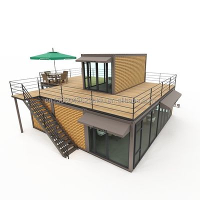 Tubos de aço galvanizado quadrados Estrutura principal Casa de vila pré-fabricada Moderno Container modular Luxo Três quartos
