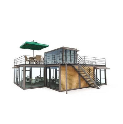 Tubos de aço galvanizado quadrados Estrutura principal Casa de vila pré-fabricada Moderno Container modular Luxo Três quartos