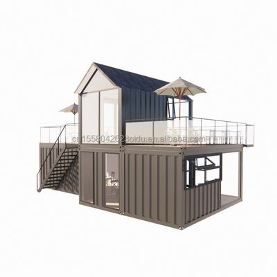 Casa de banho Container de estrutura de aço Villa Casa para 4 quartos e 1 garagem em estilo moderno de 20FT