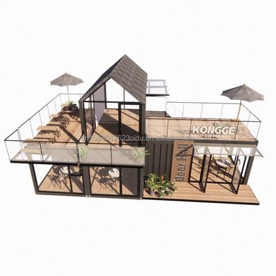 Casa de banho Container de estrutura de aço Villa Casa para 4 quartos e 1 garagem em estilo moderno de 20FT