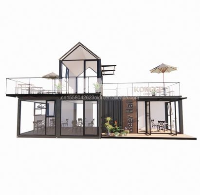 Casa de banho Container de estrutura de aço Villa Casa para 4 quartos e 1 garagem em estilo moderno de 20FT