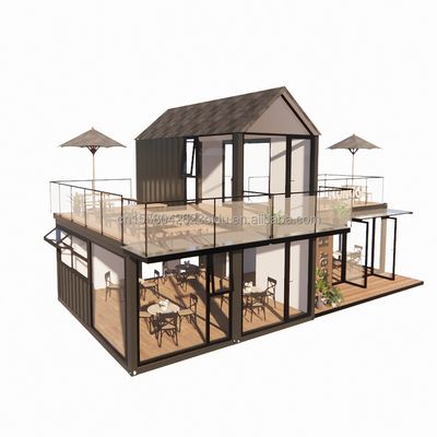 Casa de banho Container de estrutura de aço Villa Casa para 4 quartos e 1 garagem em estilo moderno de 20FT