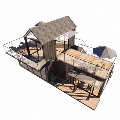 Casa de banho Container de estrutura de aço Villa Casa para 4 quartos e 1 garagem em estilo moderno de 20FT