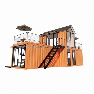 Tabo inclinado personalizado Estrutura de aço Parede da villa 50/75/100mm Painel de sanduíche de onda Banheiro e 3 quartos Casa de contêineres