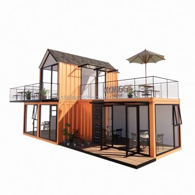 Tabo inclinado personalizado Estrutura de aço Parede da villa 50/75/100mm Painel de sanduíche de onda Banheiro e 3 quartos Casa de contêineres