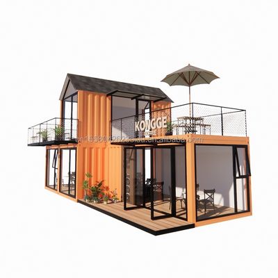 Tabo inclinado personalizado Estrutura de aço Parede da villa 50/75/100mm Painel de sanduíche de onda Banheiro e 3 quartos Casa de contêineres