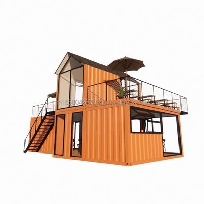 Tabo inclinado personalizado Estrutura de aço Parede da villa 50/75/100mm Painel de sanduíche de onda Banheiro e 3 quartos Casa de contêineres