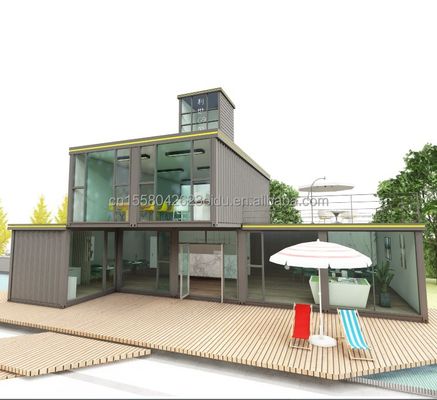 Tubos de aço galvanizados quadrados A fundação do estilo moderno fino quarto loft casa contêiner pré-fab Beach Hotel Villa