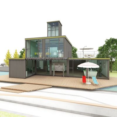 Tubos de aço galvanizados quadrados A fundação do estilo moderno fino quarto loft casa contêiner pré-fab Beach Hotel Villa