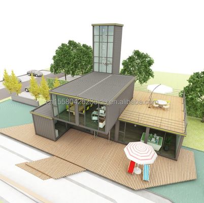 Tubos de aço galvanizados quadrados A fundação do estilo moderno fino quarto loft casa contêiner pré-fab Beach Hotel Villa