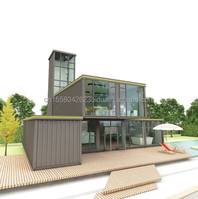 Tubos de aço galvanizados quadrados A fundação do estilo moderno fino quarto loft casa contêiner pré-fab Beach Hotel Villa