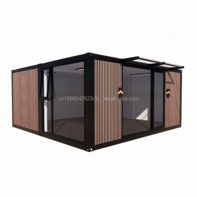 Flat Top Container Prefabricação Studio Imitação Madeira PVC painel de parede para residência familiar acessível em 20ft ou 40ft tamanhos