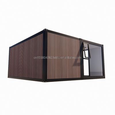 Flat Top Container Prefabricação Studio Imitação Madeira PVC painel de parede para residência familiar acessível em 20ft ou 40ft tamanhos