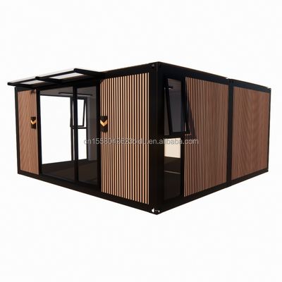 Flat Top Container Prefabricação Studio Imitação Madeira PVC painel de parede para residência familiar acessível em 20ft ou 40ft tamanhos