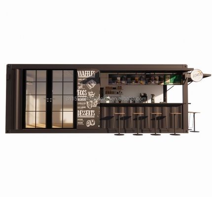 Aço galvanizado curvado 180g Quadro de aço Design moderno Container pré-fabricado Bar de 20 pés Café Restaurante de fast food