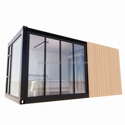 Casa solar de madeira resistente de aço 20ft Casa de contêiner plana com parede 50/75/100mm painel de sanduíche de onda